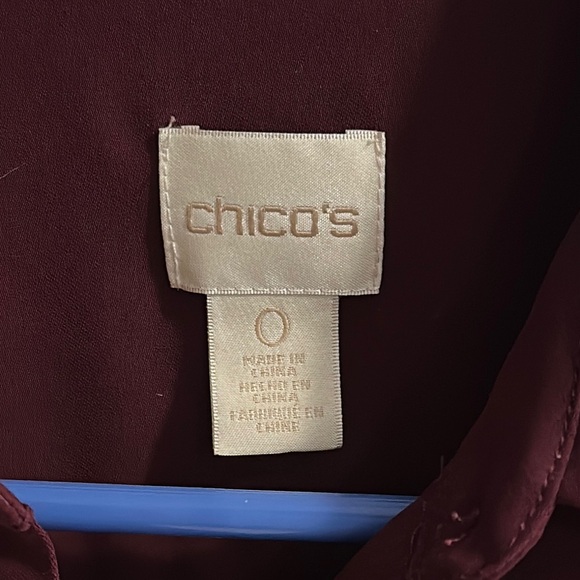 Chico's Red Ruffled Notched Collar Blouse - Picture 3 of 5